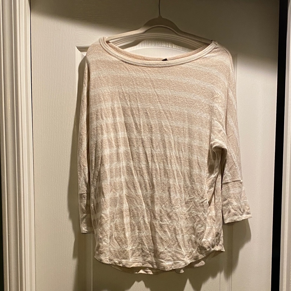 Mi Cream Striped Long Sleeve Tee